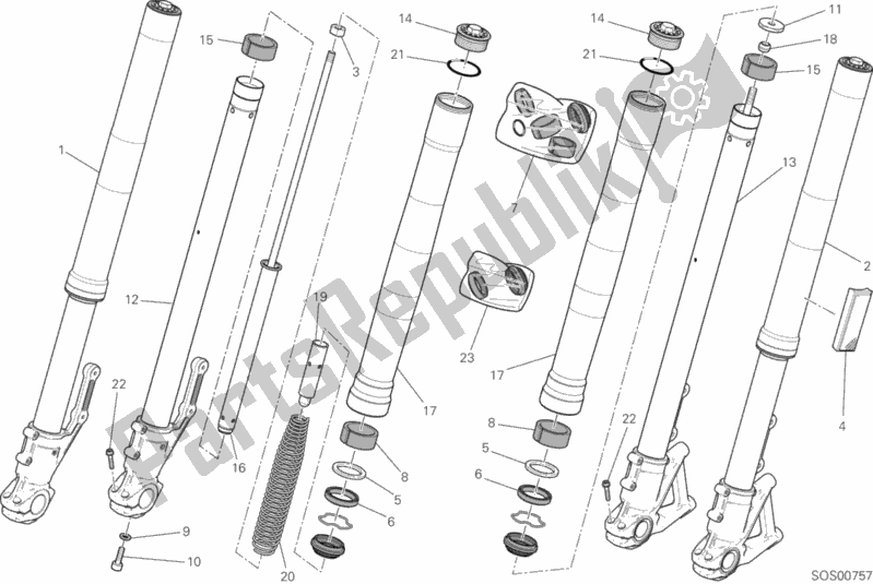 Tutte le parti per il Forcella Anteriore del Ducati Scrambler Mach 2. 0 Thailand USA 803 2018